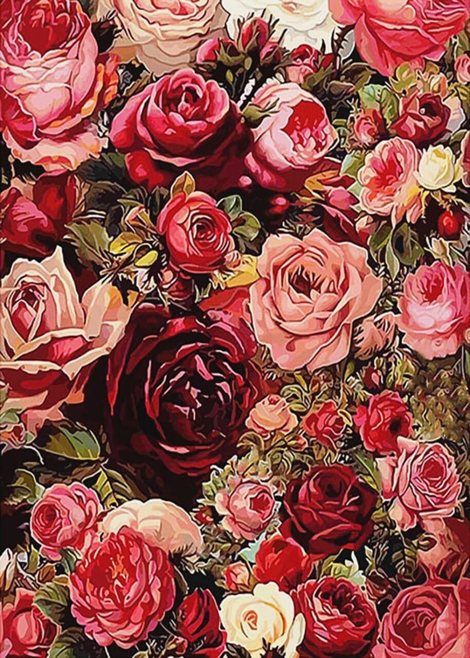 Diamond Painting Kits for Adults,Rose Diamond Art Kits for Adults,Flowers Gem Art Kits for Gift Home Wall Decor